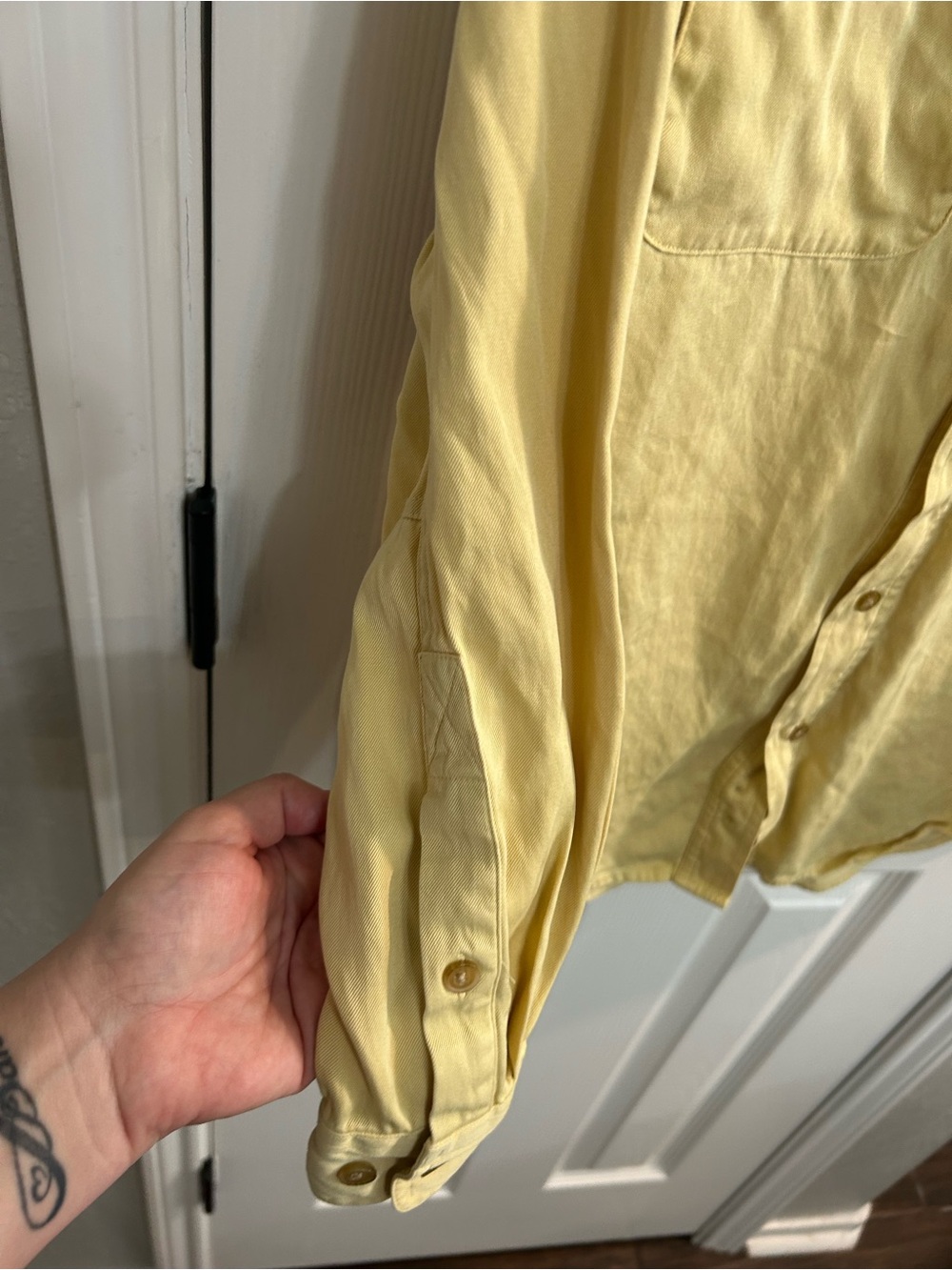 Vintage men’s travelsmith yellow long sleeve button down casual shirt large - Picture 4 of 7